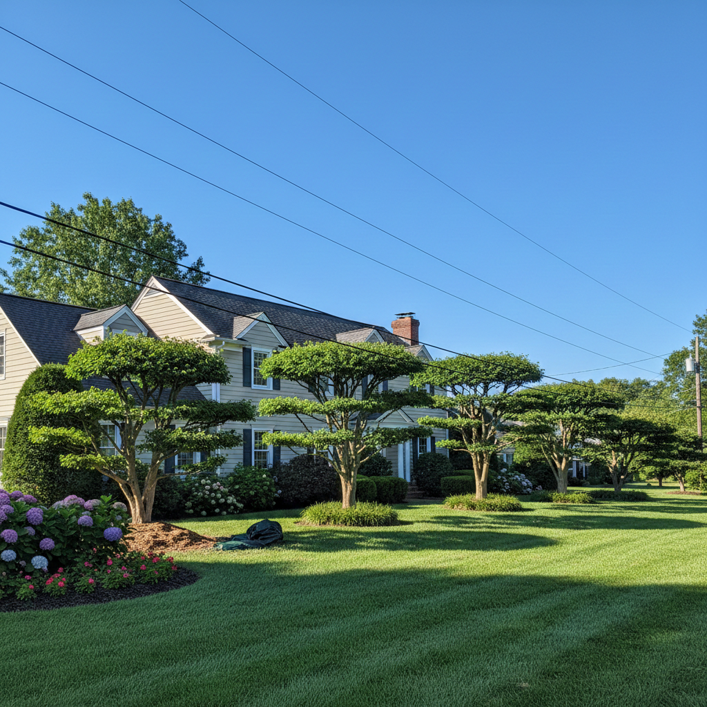 Professionally trimmed and shaped trees